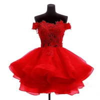 real photos rose mini short cocktail dresses 2023 a line elegant off shoulder lace appliqued ruffles party gowns custom vestidos