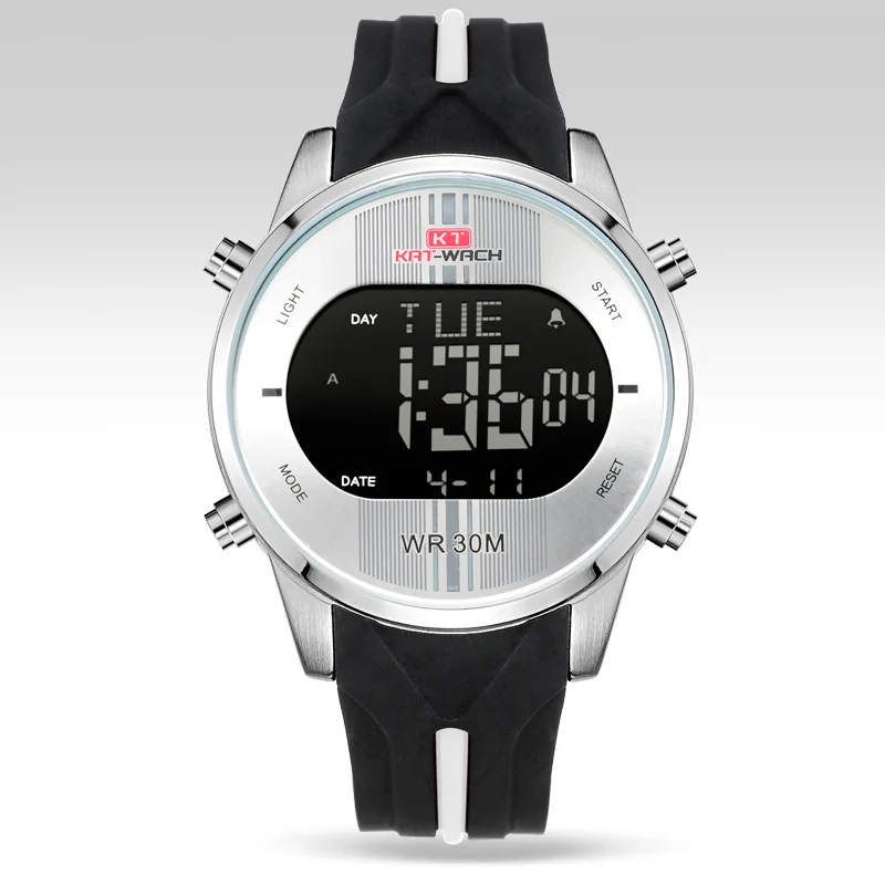 SYNOKE white KAT-WACH, модные часы, мужские спортивные цифровые часы, водонепроницаемый светодиодный, военные наручные часы, мужские часы, Erkek Kol Saati - Цвет: SYNOKE white