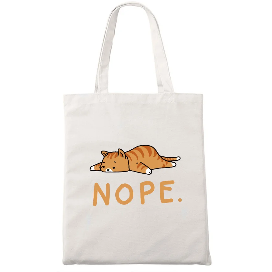 Сумка-тоут Nope Cat для покупок Милый принт с животными Модный Оригинальный дизайн