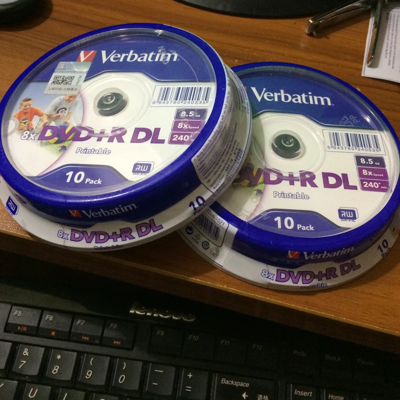 20 упаковок Verbatim balnk DVD с поверхностью, подходящей для печати+ R DL 8X двухслойный 20 дисков DVD+ R dl 8,5 GB