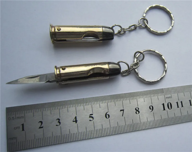 Складной мини пуля форма нож с кольцом для ключей брелок поход Открытый Лагерь
