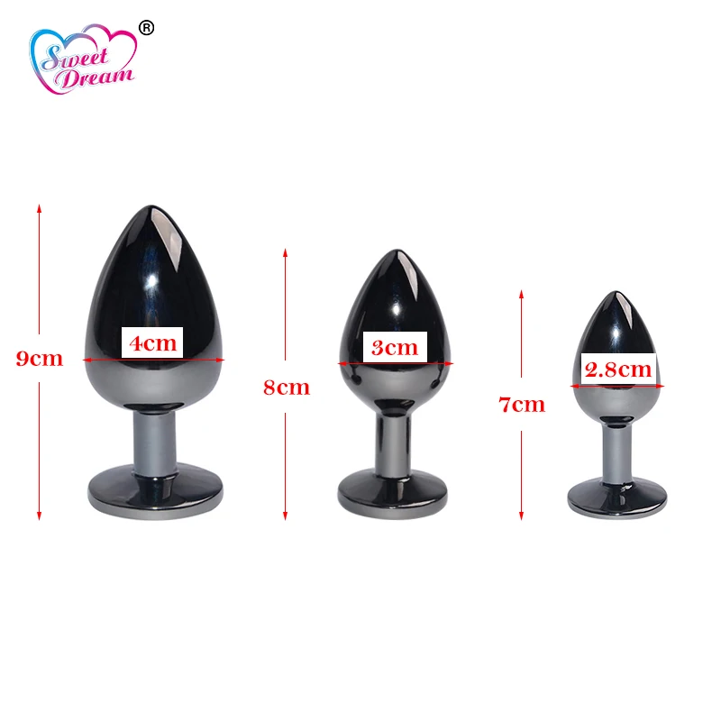 Sweet Dream S/M/L Bright Black Metal Anal Plug Stainless Steel Beads Adult Sex Toys Butt Products BLM-211 |