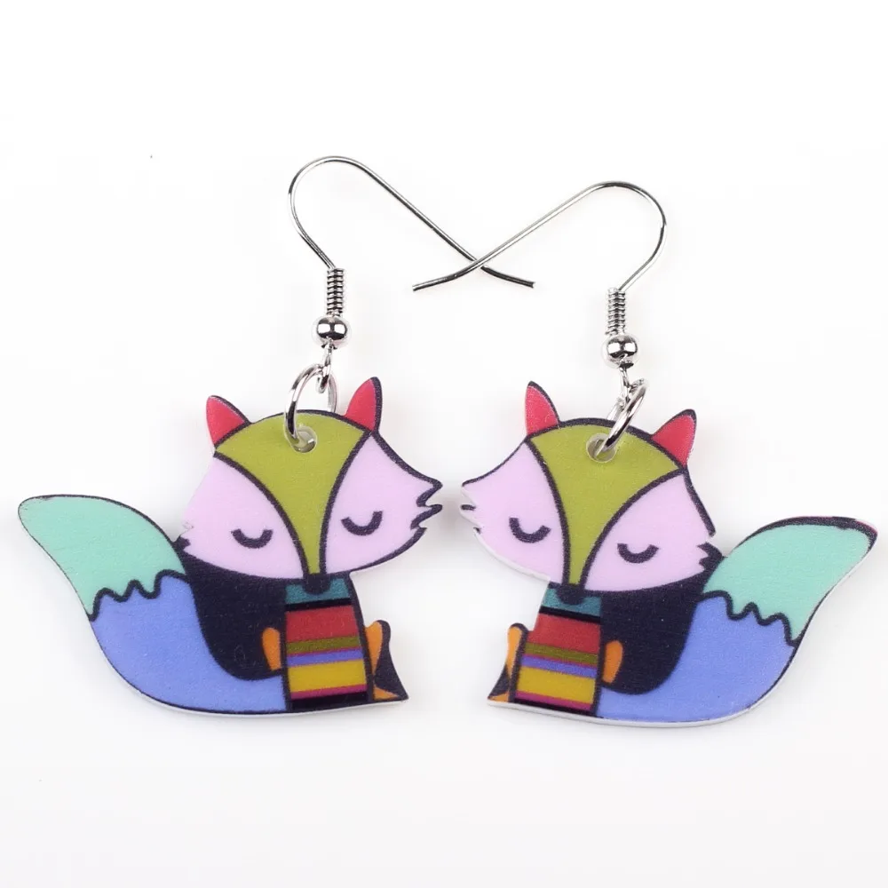 Женские акриловые серьги Bonsny висячие с узором в виде лисы для весны и лета 2015|earrings