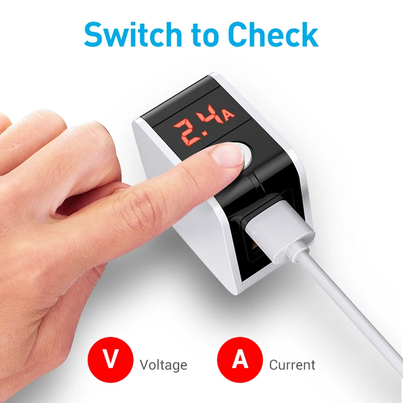 Сетевое зарядное устройство с двумя USB портами и углом 90 градусов|Зарядные