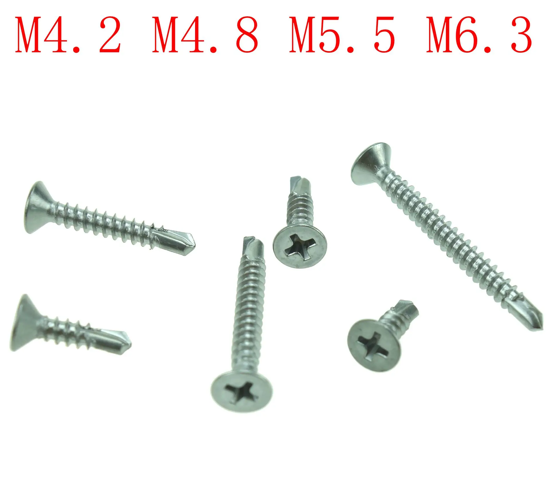

M4.2, M4.8, M5.5 M6.3 Phillips Flat Head Self Drilling Screw 410 Stainless Steel
