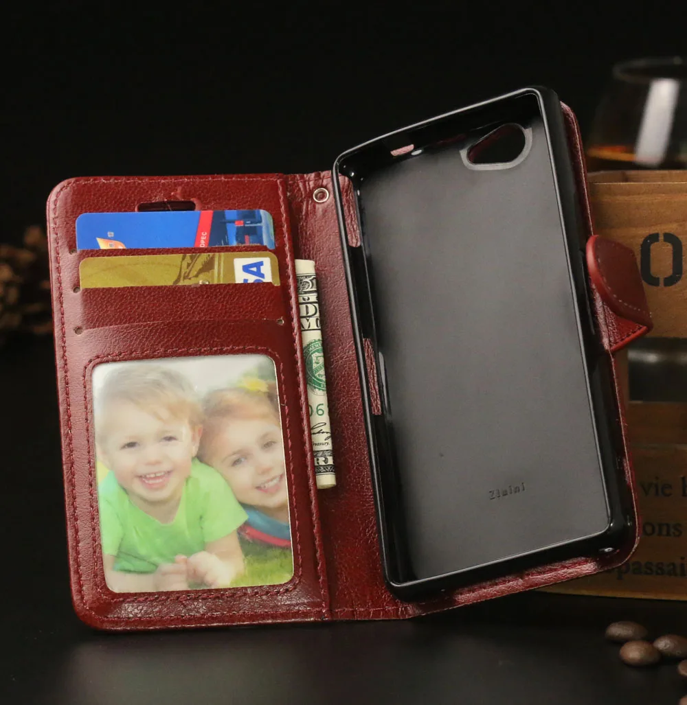 Кожаный чехол бумажник с откидной крышкой для Sony Xperia Z1 Compact D5503 чехлы телефонов