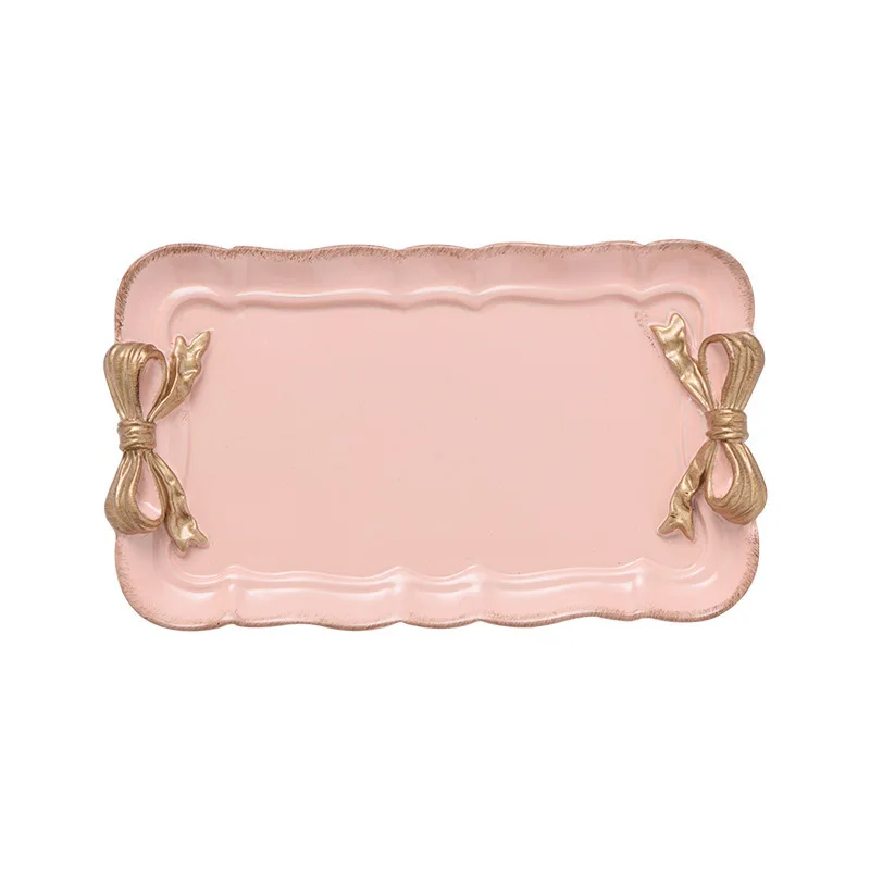 Pink 7,8 дюймов* 4,7 дюймов бант для торта тарелка для хранения десерта квадратный поднос прямоугольный кухонный поднос для хранения украшение дома 20 см X 12 см - Цвет: Pink