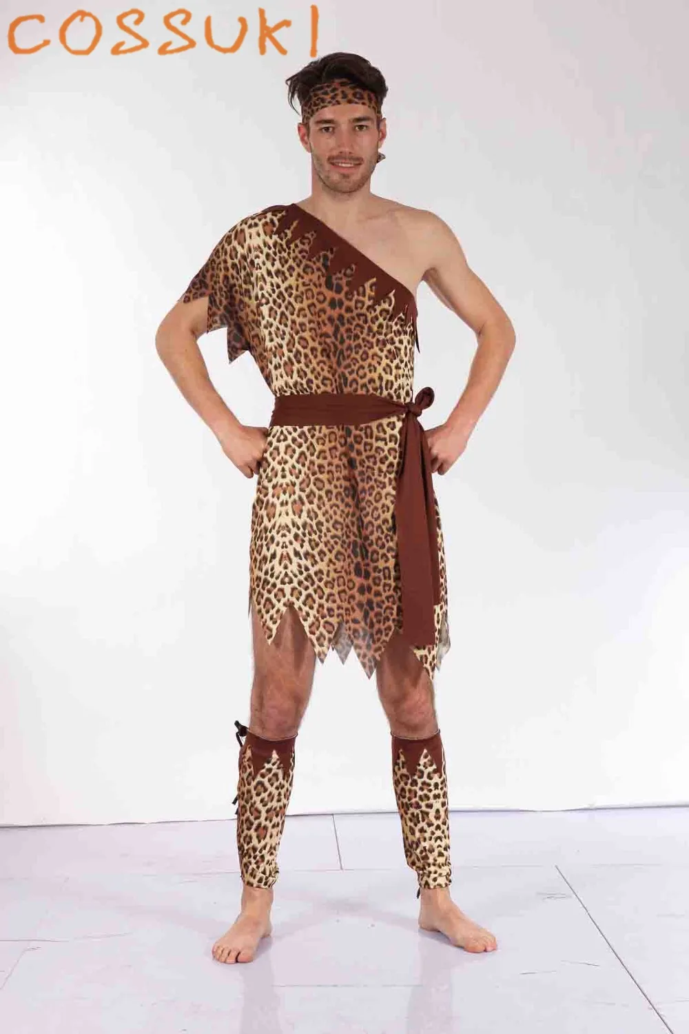 

Halloween Adult Men Sexy Primitive Tribe Savage Leopard Print Cosplay Costume For Stage Performance Or Masquerade Party
