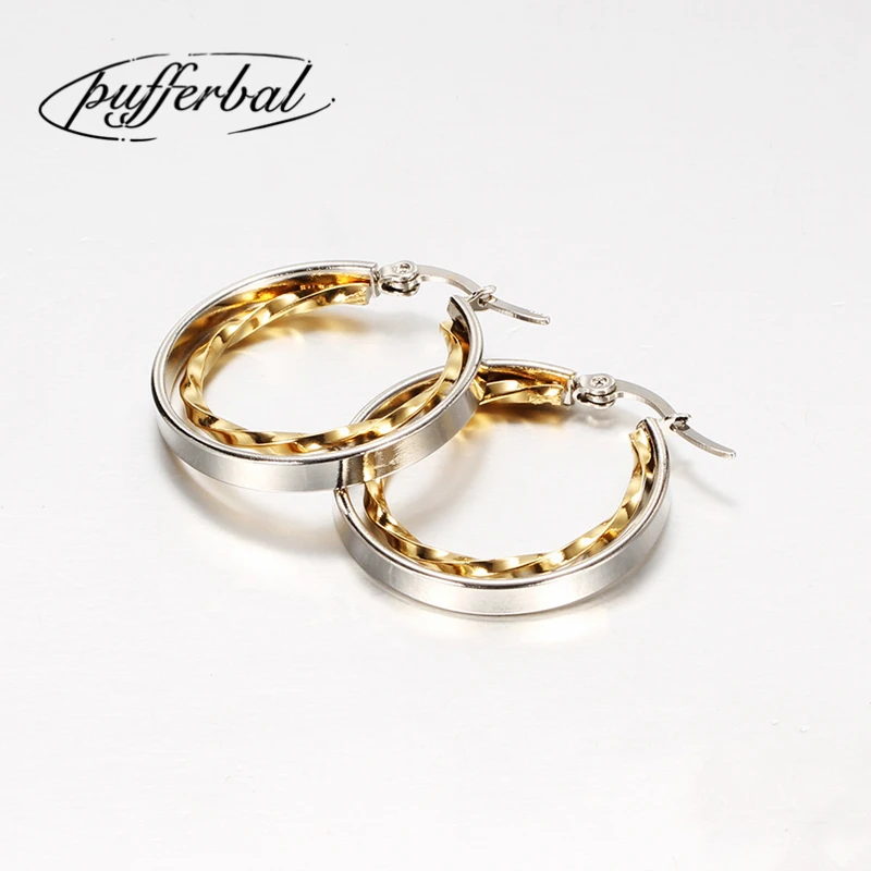 2019 Новая мода Серебряный круг клип золото нержавеющая сталь для женщин серьги