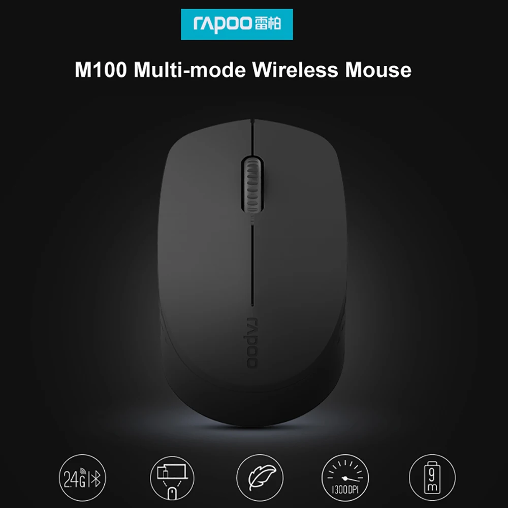 Оригинальная Бесшумная Беспроводная оптическая мышь Rapoo M100, Bluetooth 3,0/4,0 RF 2,4G, бесшумная мини-мышь для Macbook, ПК, ноутбука