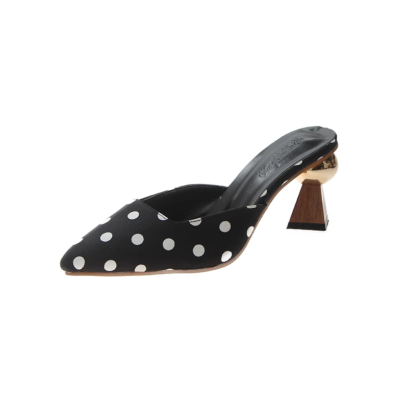 Black Moxxy/Новинка года; модные туфли без задника на каблуке; Mule feminino; женские уличные тапочки; женские сандалии-шлепанцы; Femme; 7 см - Цвет: Black