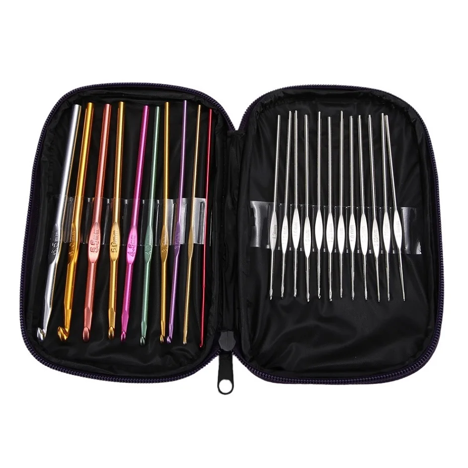 22pcs set 8/22 шт Алюминиевые крючки для вязания вязанных игл набор инструментов для шитья ручных крючков для вязания своими руками Швейные аксессуары - Цвет: 22pcs set