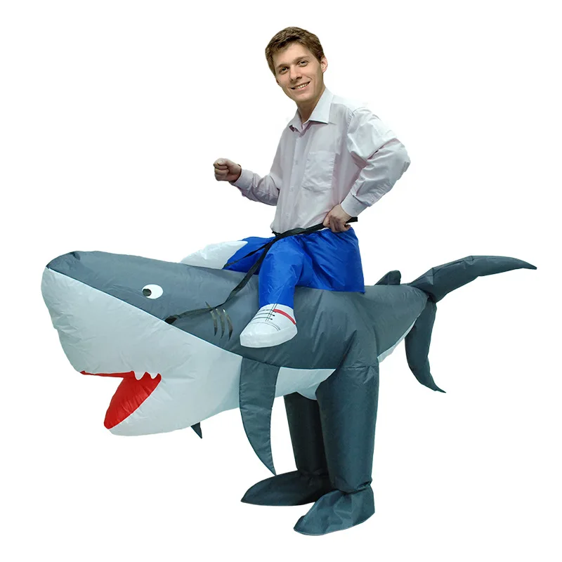 

Women Men Adult Inflatable Shark Costume Halloween Purim Party Carnival Cosplay Air Blown Outfit Animal Mascot Fancy Dress Suit