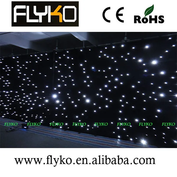 Бесплатная доставка белая светодиодная занавеска со звездами черная ткань