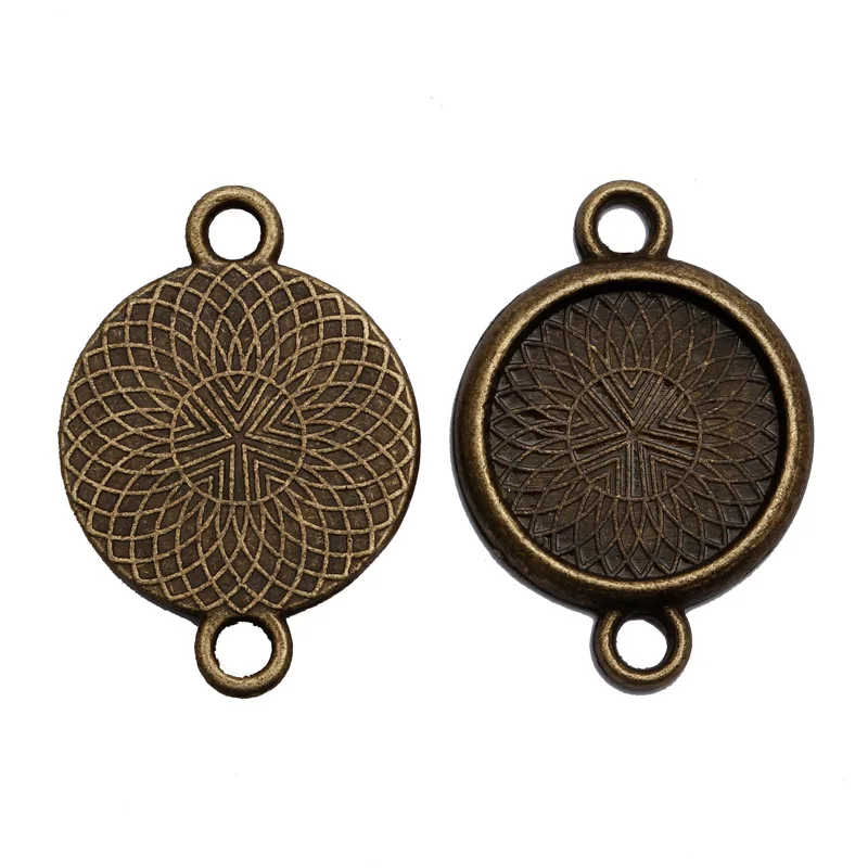 Пустые Настройки кабошонов с двойным отверстием 10 шт./лот 14 мм основа для подносы