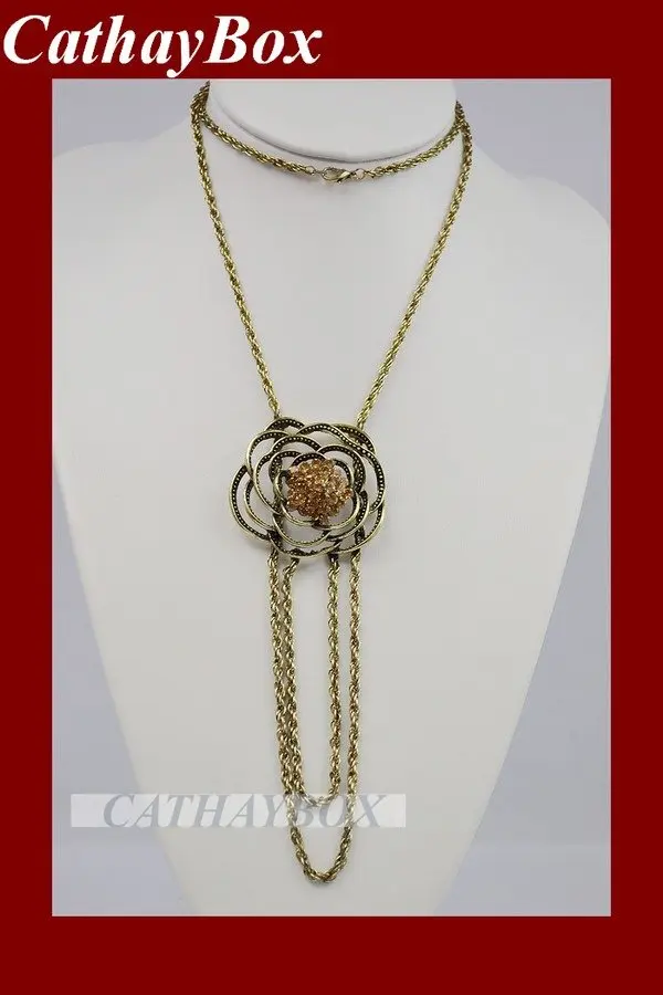 Женская или мода Анти. Длинное Латунное ожерелье с подвеской в виде цветка розы 28