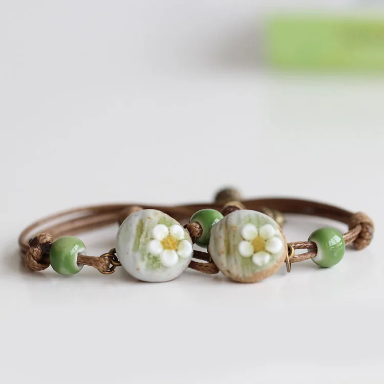 Fashion Bracelets For Women Ethnic Style Lady Women's Handmade Porcelain Beads Rope Free Shipping #1499 | Украшения и