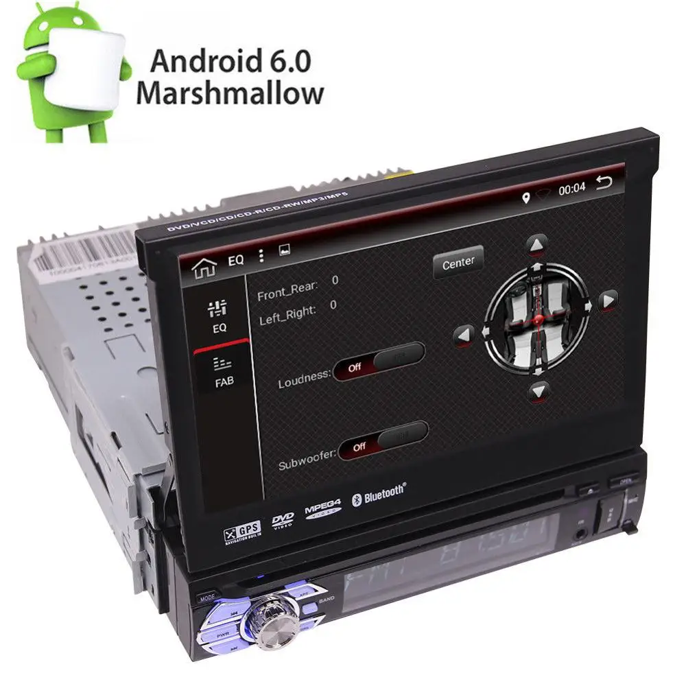Eincar 7 &quotAndroid 6 0 флип выход автомобильный DVD стерео радио один din 1DIN 4 Ядра Блок плеер