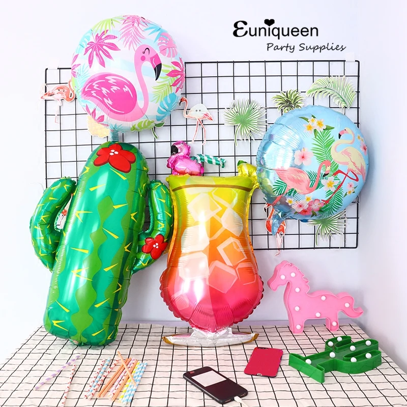 

Tropical Hawaiian Luau Party Decoration Palm Flamingo Cactus Balloons Aloha Birthday Wedding Summer Punch Party Decor