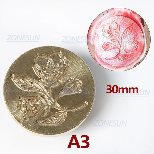 A3 ZONESUN восковая печать штамп растительное уплотнение воск штамп латунные головки с деревянной ручкой винтажный воск, оформленный в стиле ретро штамп для приглашений - Цвет: A3