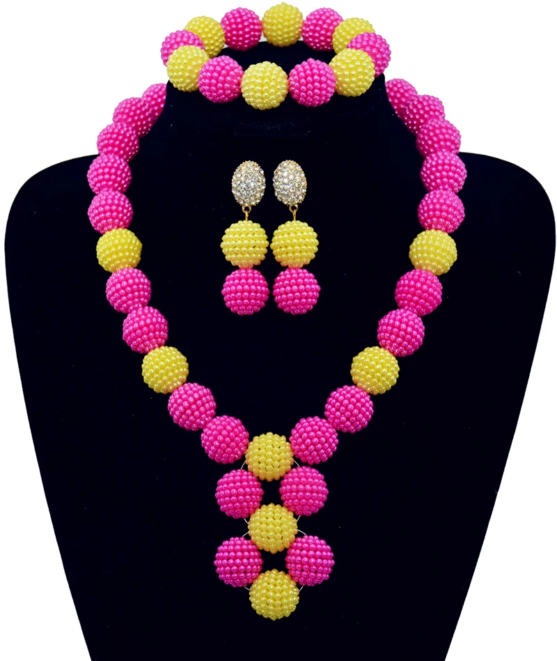 Розовый желтый смешанный цвет Африканский Свадебный бальный комплект ювелирных