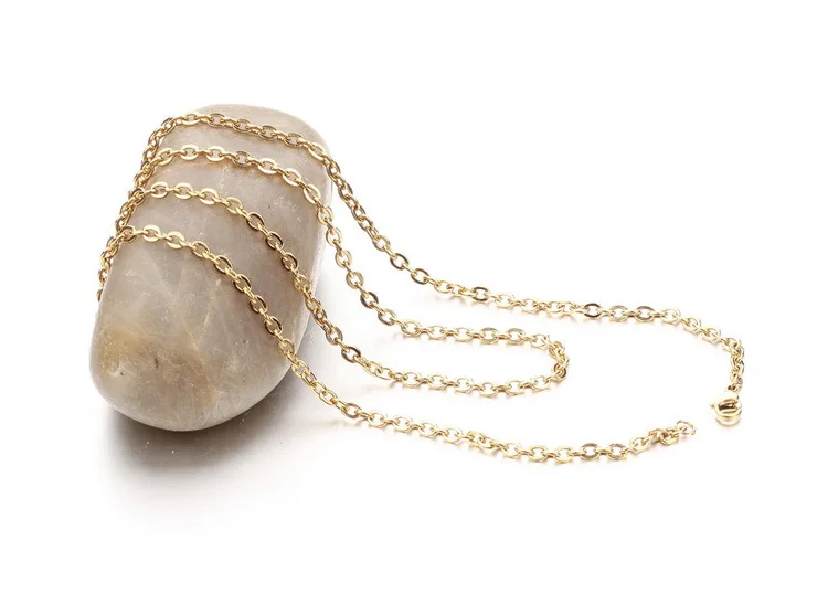 HC 2 мм Европейское Золотое колье из нержавеющей стали цепочка DIY ожерелье женские