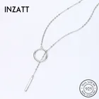 Женское Ожерелье с круглым кулоном INZATT, минималистичное геометрическое ожерелье из серебра 925 пробы, подарочное Ювелирное Украшение на годовщину
