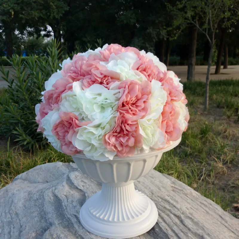 white pink and pot Европейский Стиль выдалбливают искусственные римские колонны Пластиковые Столбы дорога цитируется Свадебные реквизиты события украшения цветок шар 2 шт - Цвет: white pink and pot