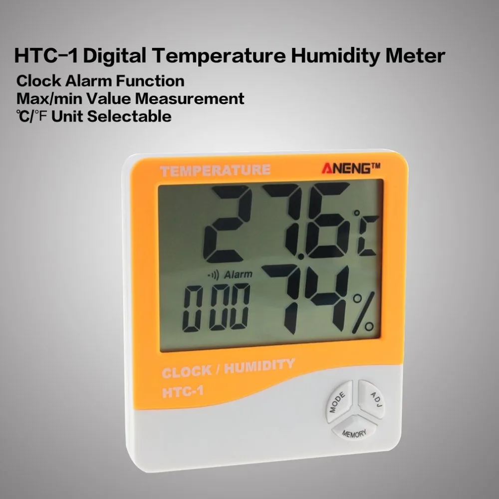 2018 HTC-1 Indoor LCD Electronic Digital Temperature Humidity Meter Thermometer Hygrometer Alarm Clock Weather Station | Инструменты