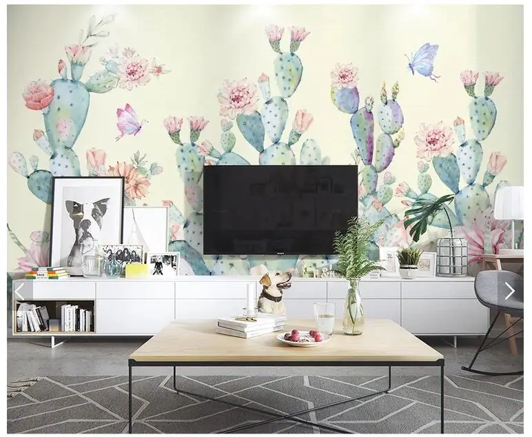 Пользовательские цветы 3d обои мугал С КАКТУСОМ для гостиной диван детская
