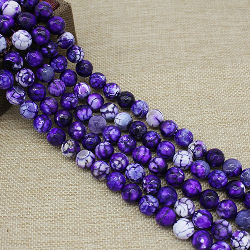 

Faceted Purple Fire Agates Round Beads Natural Stone Beads Pick Size 8/10/ mm Beads For Jewelry Making Bracelet Necklace Beads