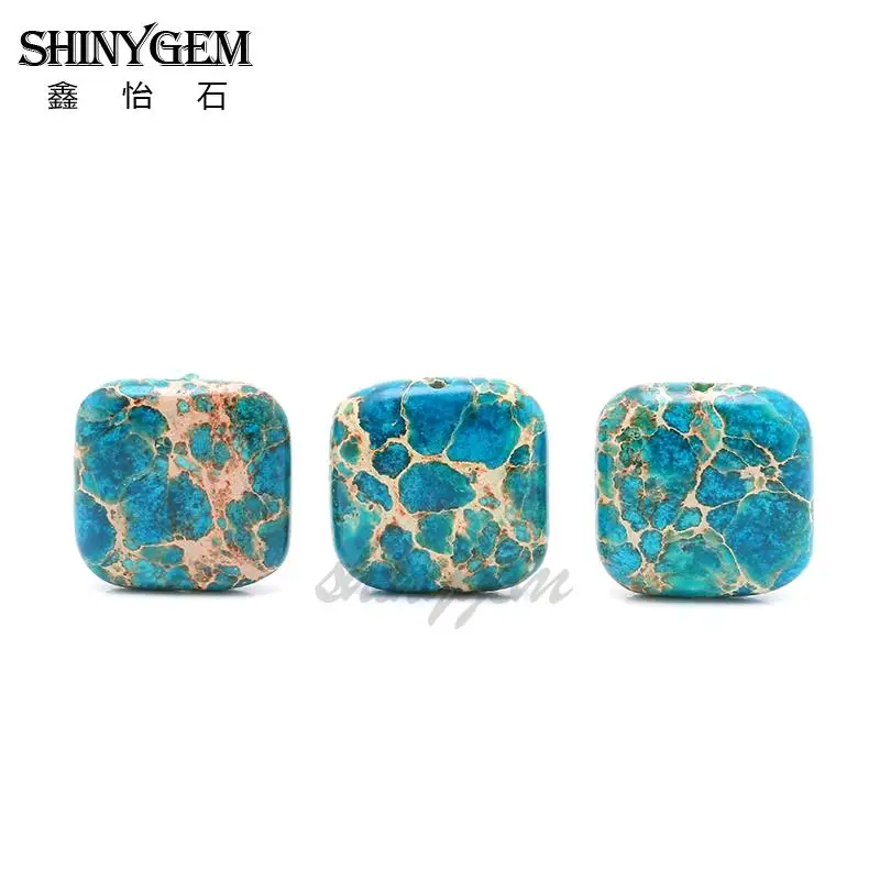 Emperor Pine Beads Natural Stone 14mm Square Shape See sediment Loose bead fit Jewelry Bracelet Making DIY DXT02302