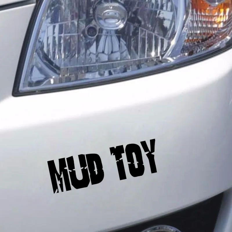 QYPF 14cm*4.3cm MUD TOY Interesting Vinyl Car-styling Decal Black Silver Written Words Car Sticker C15-0083 | Автомобили и