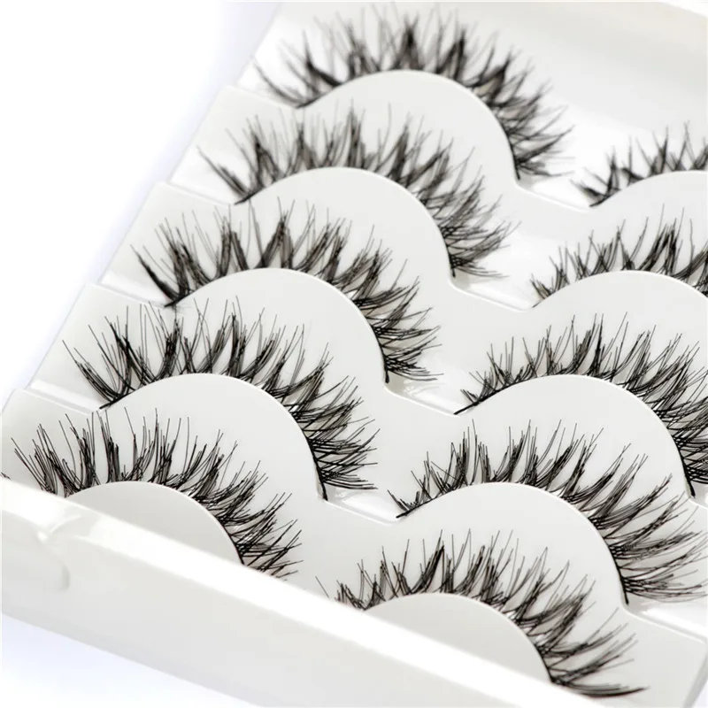 Ресницы Накладные женские с натуральным крестом черные мягкие длинные