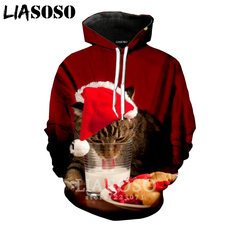 LIASOSO зимняя новая мода для мужчин и женщин 3D принт с животными Рождественская