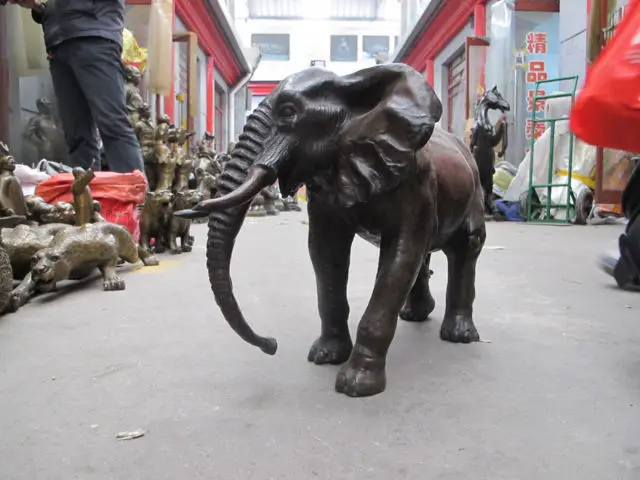 18&quot Chinese Art Bronze sculpture African elephant King of forest mammal Statue Garden Decoration 100% real Brass |