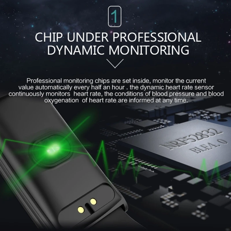 IP67 водонепроницаемый смарт-браслет монитор артериального давления пульса 0 96