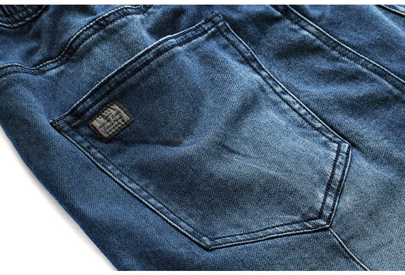Summer Men Denim Shorts Cotton Elastic Waist Blue Color For Man Fashion Slim Fit Pocket Jeans Male Wear Short Trousers 2926