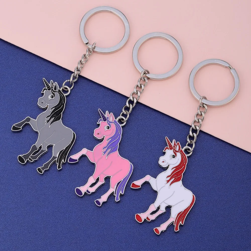 Новый мультфильм брелок лошадь Розовый Белый Брелок Личность автомобиля-брелок
