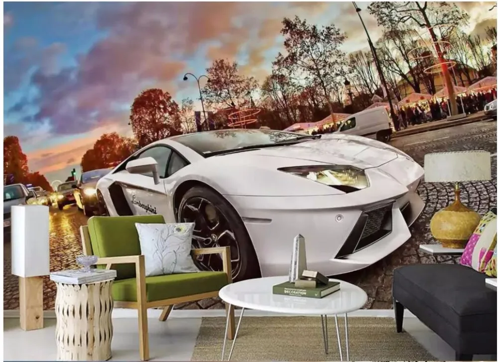 3d обои на заказ фото уличный Супер спортивный автомобиль фон стены настенные
