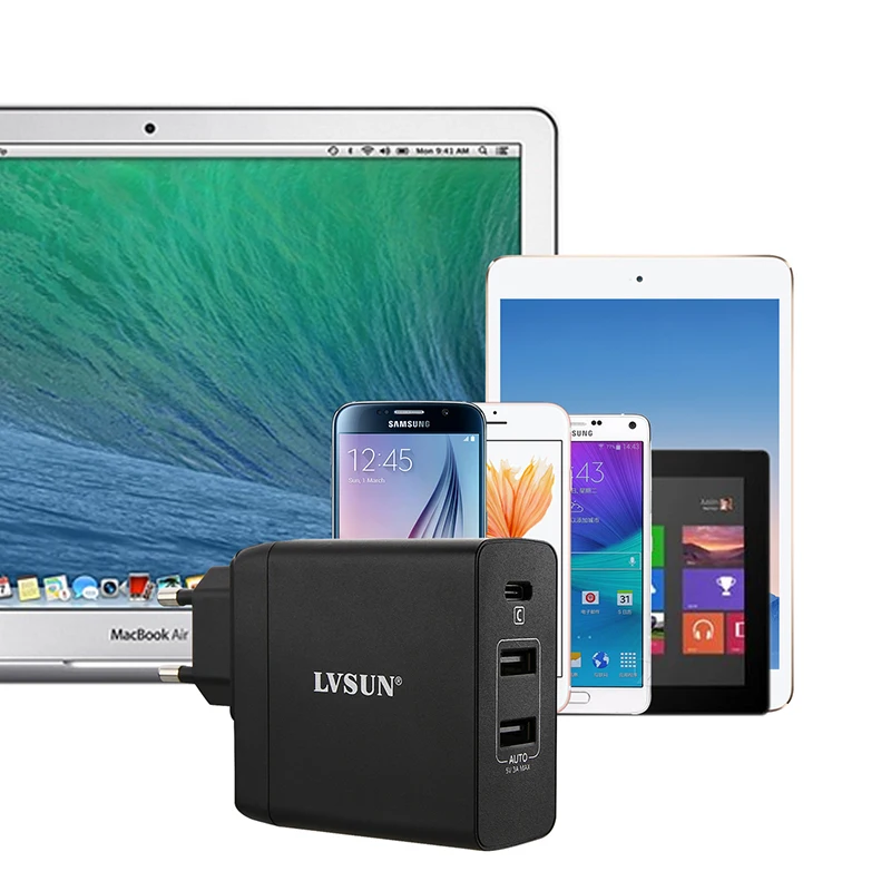 LVSUN 45 Вт usb type C зарядное устройство быстрое настенное зарядное устройство типа c для мобильного телефона ноутбука PD 2,0 зарядное устройство для nintendo Switch Macbook Nexus hp