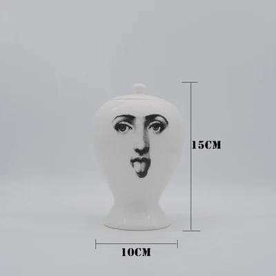 2 Креативная керамическая банка для хранения Fornasetti кухонный пищевой контейнер банка для конфет Маленькая ваза для гостиной настольные декоративные аксессуары - Цвет: 2