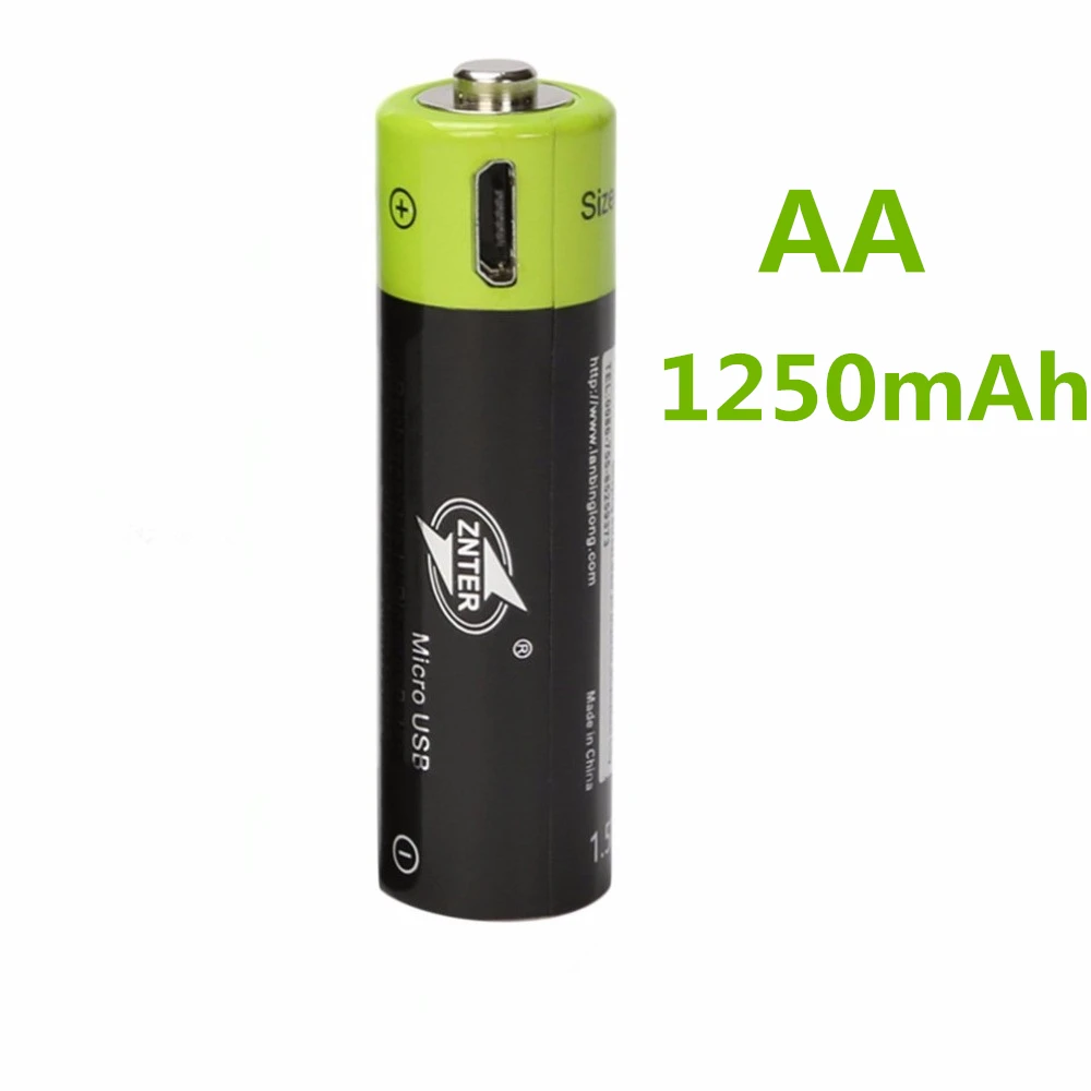 1PCS Battery ZNTER 1,5 V AA перезаряжаемая батарея 1250mAh USB перезаряжаемая литий-полимерная батарея+ микро USB кабель Быстрая зарядка - Цвет: 1PCS Battery