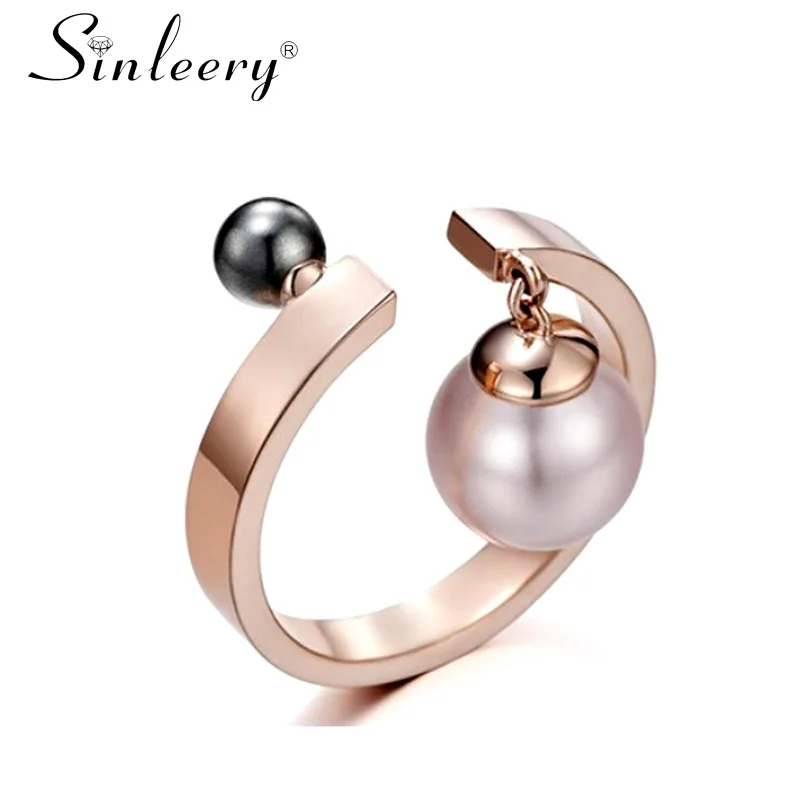SINLEERY Модные женские Adjsutable открытые кольца с искусственным жемчугом Кулон вечерние ювелирные изделия Bagues Anillos JZ523 SSC