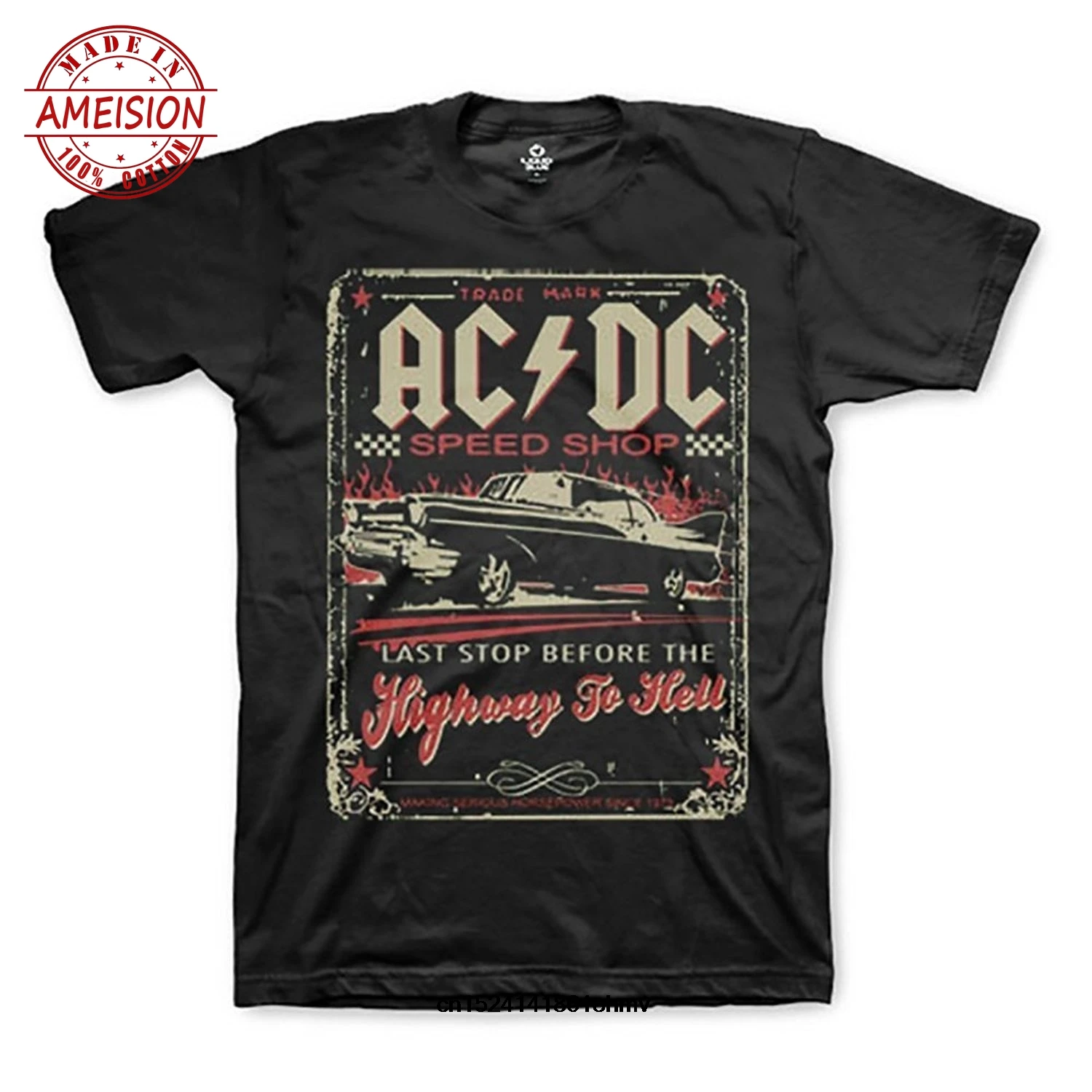 Забавная Мужская футболка белые футболки черная AC_DC speed Shop Highway To Hell