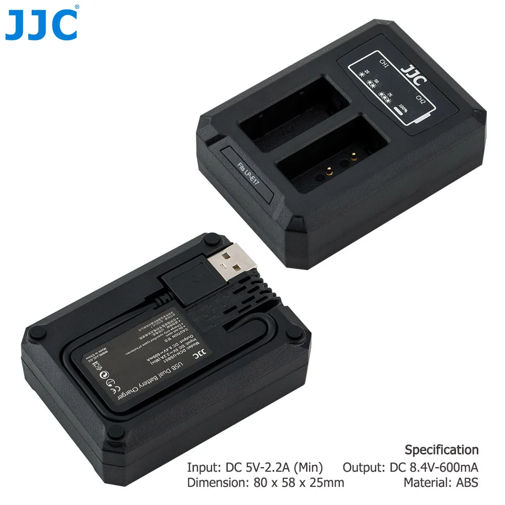 JJC USB двойное зарядное устройство для Canon LP-E17 LPE17 на камеру EOS M5 M6 Mark II M6 M3 77D 800D 760D 750D заменяет LC-E17C LC-E17