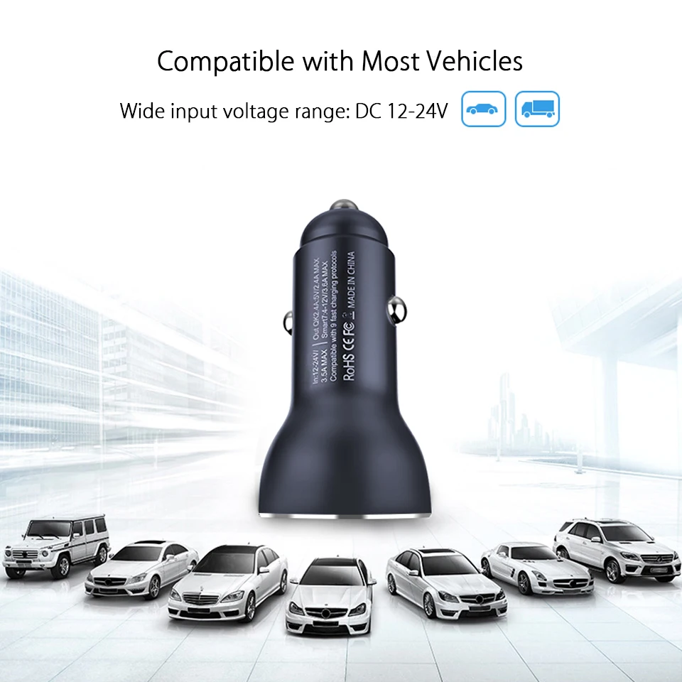 Для huawei Supercharge автомобильное зарядное устройство Металл FCP быстрое зарядное устройство для huawei P20 P10 P30 Plus mate 10 20 Pro Honor V10 V20 9 V9 Note 8