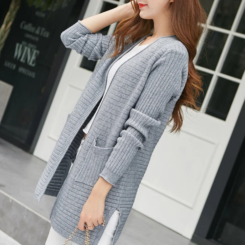 2018 Autumn Winter Women Long Sleeve Knitted Cardigan Sweater Thick Warm Cardigans Femme Knitting Coat |