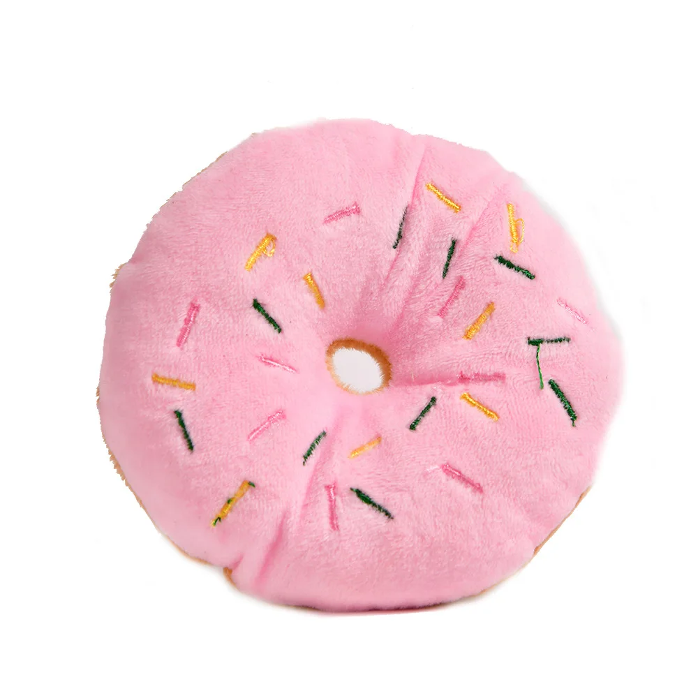 Pink Donut Игрушка-пончик из хлопка для домашних животных, милый маленький щенок, игрушка для жевания, кряканье, собачьи жевательные игрушки-пончики, мопс - Цвет: Pink Donut