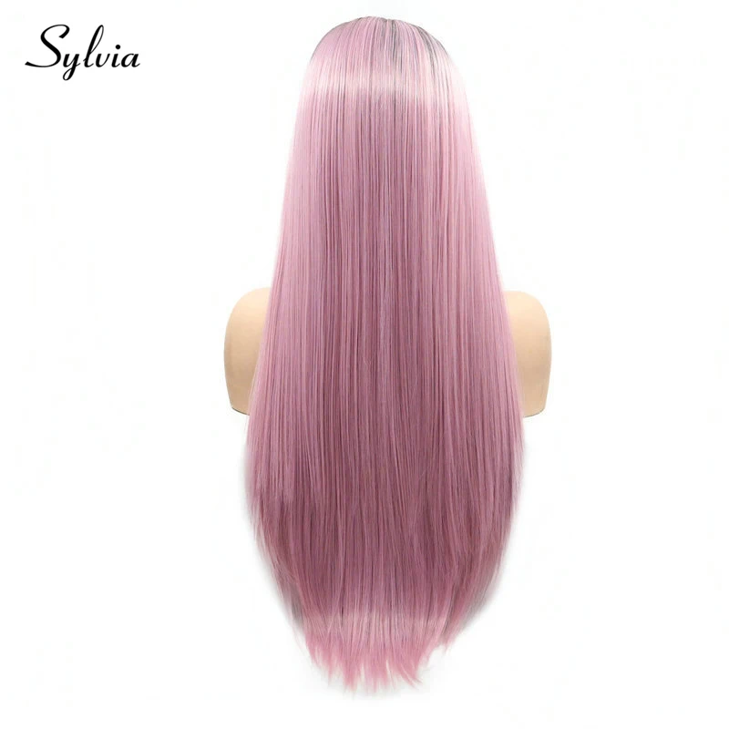 Sylvia натуральный розовый 2 T Ombre шелковистые прямые синтетические парики на